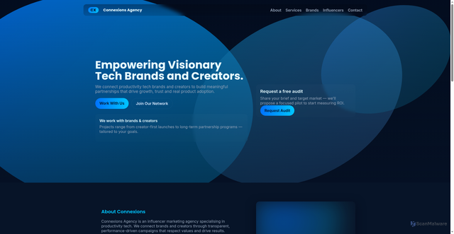 Security scan screenshot of http://connexions.agency/