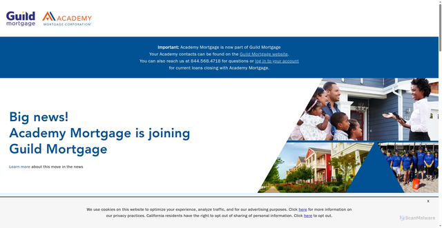 Security scan screenshot of https://academy.guildmortgage.com/