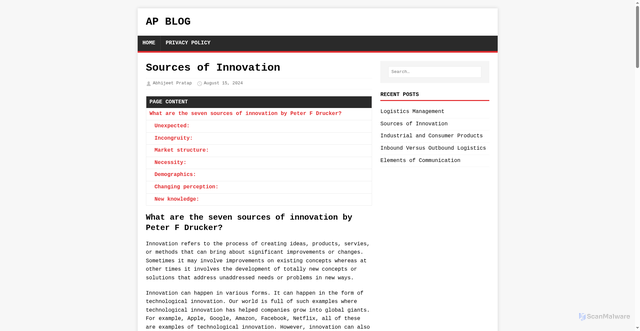 Security scan screenshot of https://abhijeetpratap.pages.dev/sources-of-innovation/