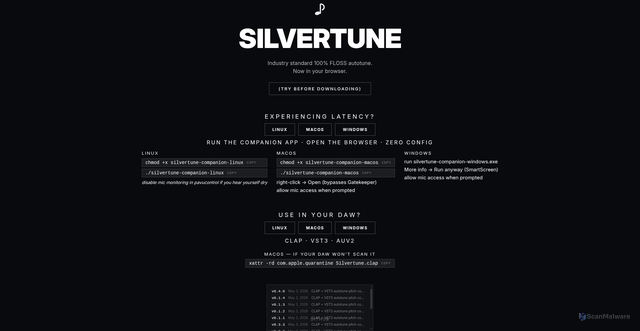 Security scan screenshot of https://silvertune.live/