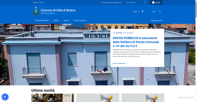 Security scan screenshot of https://www.comune.villadibriano.ce.it/