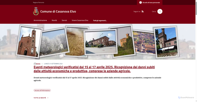 Security scan screenshot of https://www.comune.casanovaelvo.vc.it/