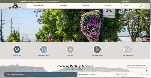 Security scan screenshot of https://centralpointoregon.gov/