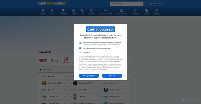 Security scan screenshot of https://www.canliradyodinle.fm