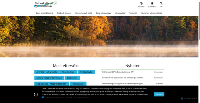 Security scan screenshot of https://www.skinnskatteberg.se/