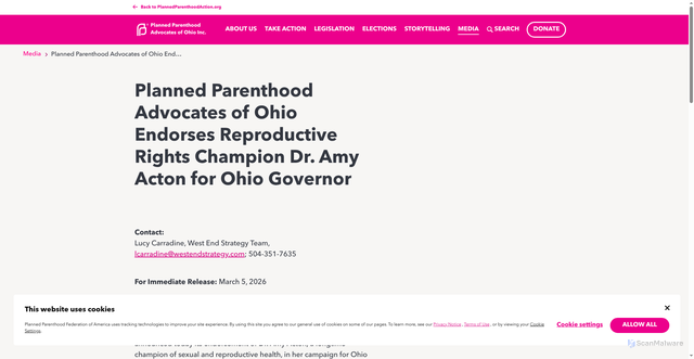 Security scan screenshot of https://www.plannedparenthoodaction.org/planned-parenthood-advocates-ohio/media/planned-parenthood-advocates-of-ohio-endorses-reproductive-rights-champion-dr-amy-acton-for-ohio-governor
