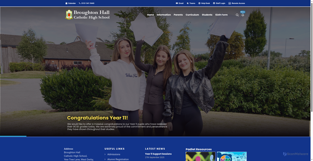 Security scan screenshot of http://www.broughtonhall.com/