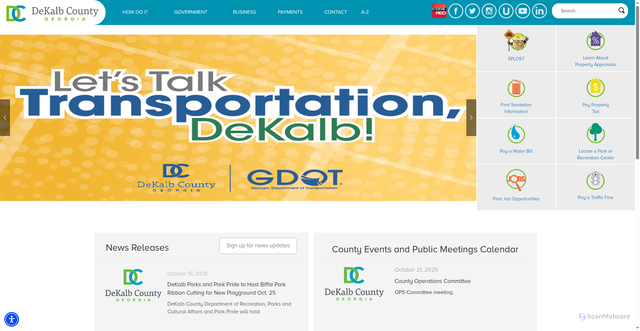 Security scan screenshot of https://www.dekalbcountyga.gov/
