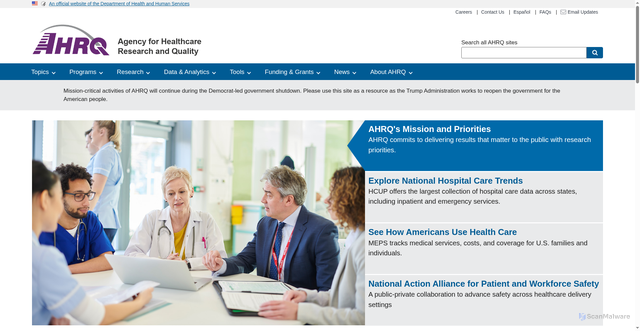Security scan screenshot of https://www.ahrq.gov/