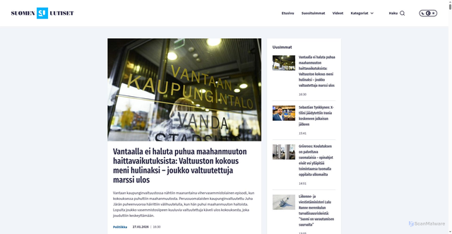 Security scan screenshot of https://suomenuutiset.fi