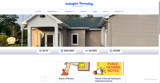 Security scan screenshot of https://pokagontownshipmi.gov/