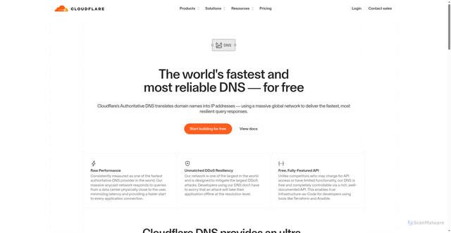 Security scan screenshot of https://nia.ns.cloudflare.com