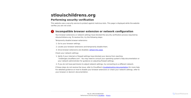 Security scan screenshot of https://stlouischildrens.org