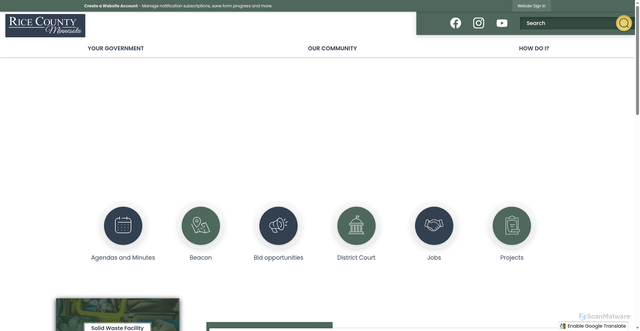 Security scan screenshot of https://www.ricecountymn.gov/