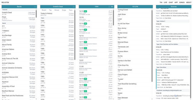 Security scan screenshot of https://relisten.net