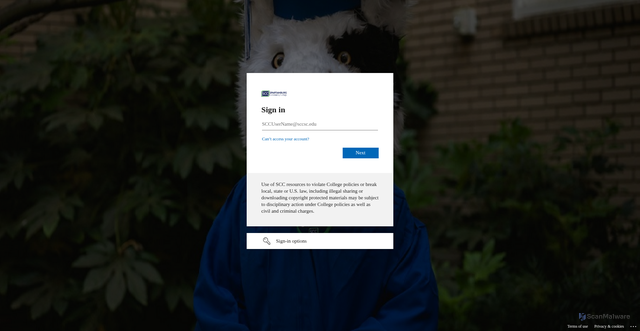 Security scan screenshot of https://sccsc-my.sharepoint.com