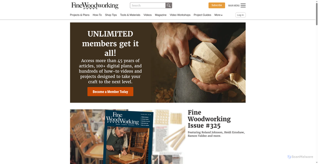 Security scan screenshot of https://www.finewoodworking.com