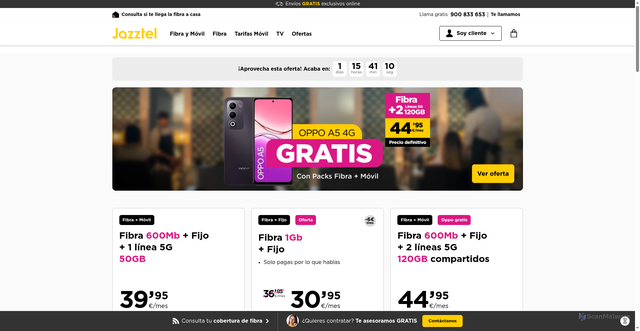 Security scan screenshot of https://jazztel.com