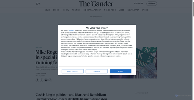Security scan screenshot of https://gandernewsroom.com/news/politics/mike-rogers-special-interests-senate/