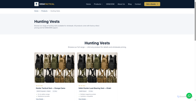 Security scan screenshot of https://vegatactical.pages.dev/products/tactical-vests-chest-rigs/hunting-vests