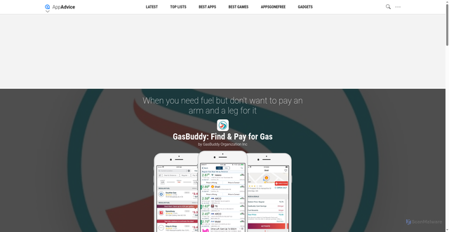 Security scan screenshot of https://appadvice.com/app/gasbuddy-find-pay-for-gas/406719683