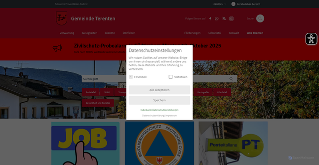 Security scan screenshot of https://www.comune.terento.bz.it/de