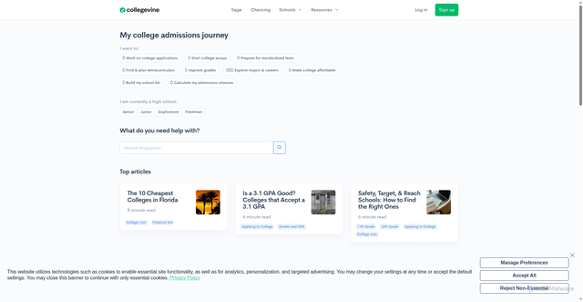 Security scan screenshot of https://blog.collegevine.com