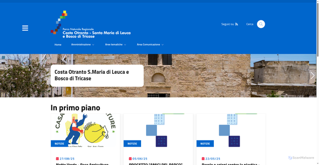 Security scan screenshot of https://www.parcootrantoleuca.it/