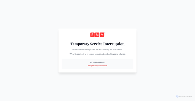 Security scan screenshot of https://ease-my-vacation.pages.dev/