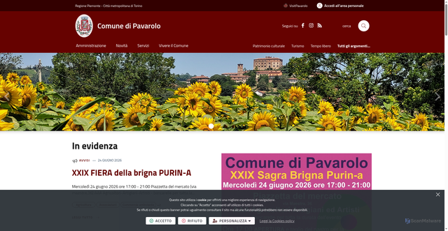 Security scan screenshot of https://www.comune.pavarolo.to.it