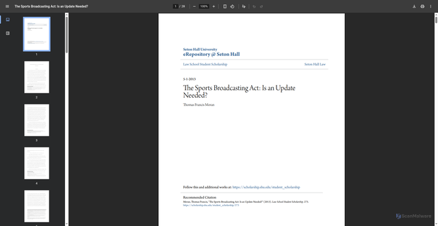 Security scan screenshot of https://scholarship.shu.edu/cgi/viewcontent.cgi?article=1273&context=student_scholarship
