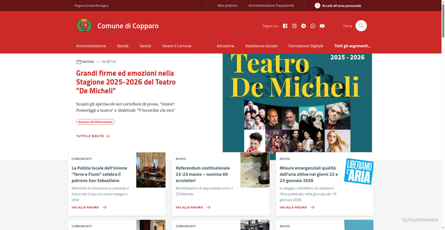 Security scan screenshot of https://www.comune.copparo.fe.it/