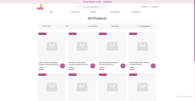 Security scan screenshot of https://kidoz.shop/collection/all-products