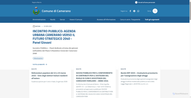 Security scan screenshot of https://comune.camerano.an.it/