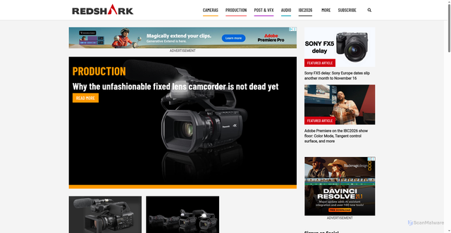 Security scan screenshot of https://www.redsharknews.com/tag/camcorders