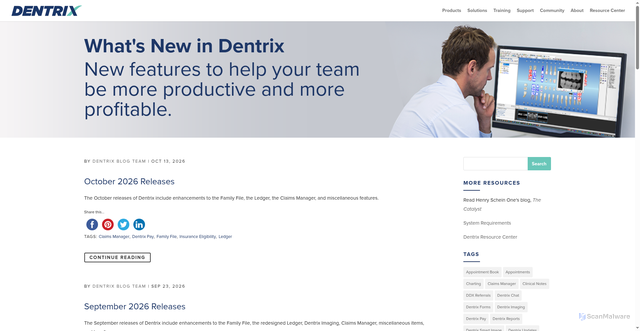 Security scan screenshot of https://whatsnew.dentrix.com
