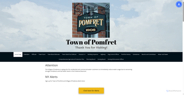 Security scan screenshot of https://townofpomfretny.gov/