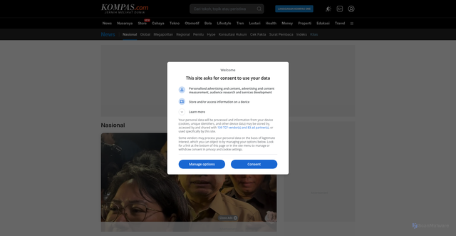 Security scan screenshot of https://nasional.kompas.com