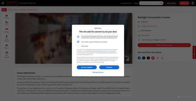 Security scan screenshot of https://www.eventsfy.com/venue/convention-center