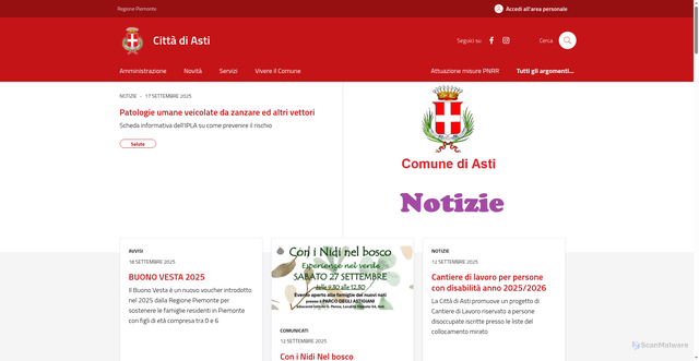 Security scan screenshot of https://www.comune.asti.it/