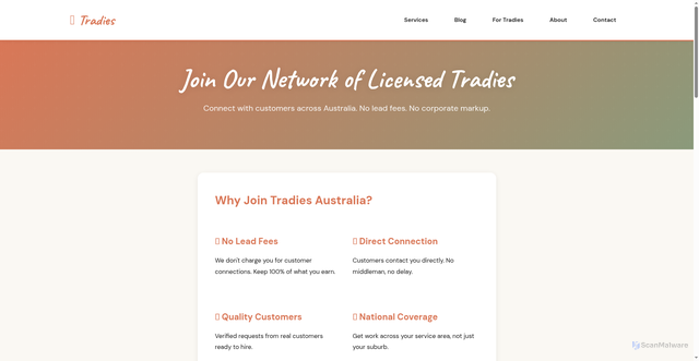 Security scan screenshot of https://tradies.pages.dev/join-our-team