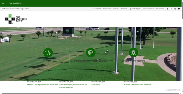 Security scan screenshot of https://www.muscogeenation.com/