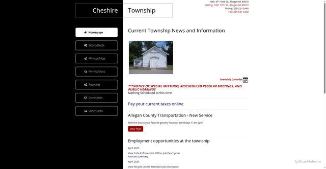 Security scan screenshot of https://cheshiretownshipmi.gov/