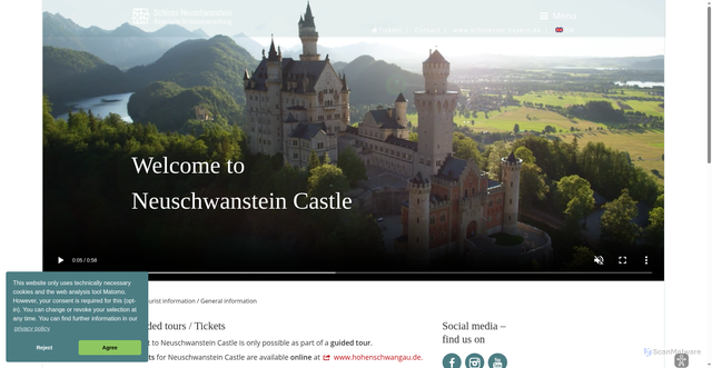 Security scan screenshot of https://www.neuschwanstein.de/englisch/tourist/index.htm