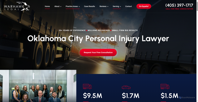 Security scan screenshot of https://www.warhawklegal.com/