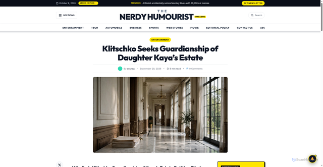 Security scan screenshot of https://thenerdyhumourist.com/wladimir-klitschko-guardianship-kaya-estate/