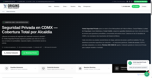 Security scan screenshot of https://seguridad-privada-web.pages.dev/zonas
