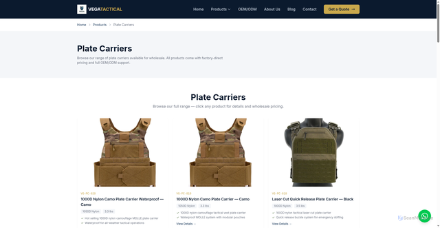 Security scan screenshot of https://vegatactical.pages.dev/products/tactical-vests-chest-rigs/plate-carriers/