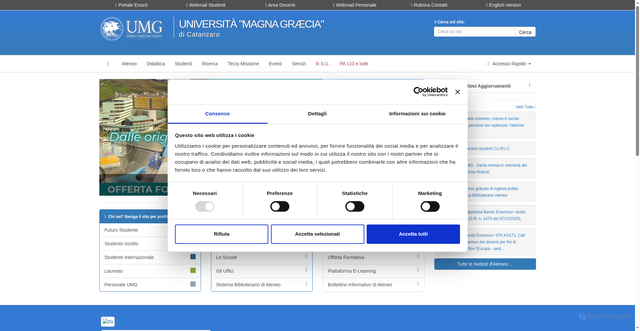 Security scan screenshot of https://web.unicz.it/it/