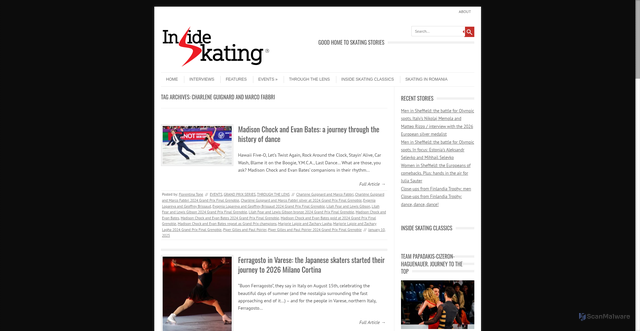 Security scan screenshot of https://www.insideskating.net/tag/charlene-guignard-and-marco-fabbri